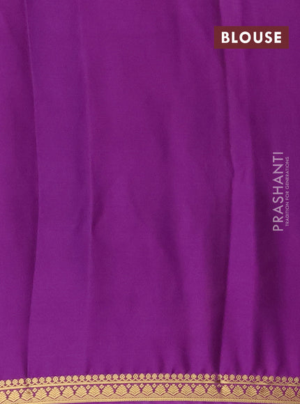 Semi mysore silk saree dark purple with plain body and small zari woven border