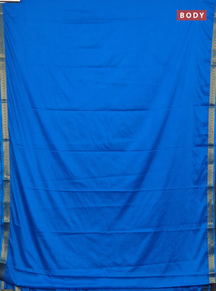 Semi mysore silk saree cs blue with plain body and small zari woven border