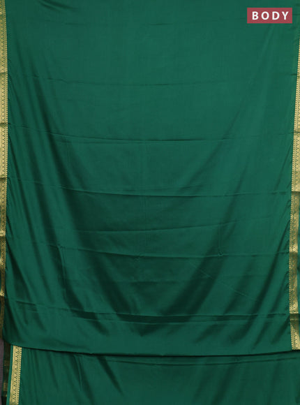 Semi mysore silk saree light green with plain body and small zari woven border