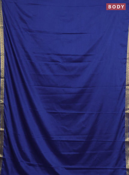 Semi mysore silk saree indigo blue with plain body and small zari woven border