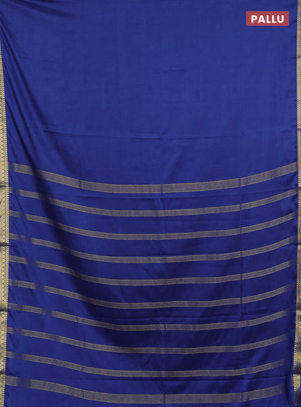 Semi mysore silk saree indigo blue with plain body and small zari woven border
