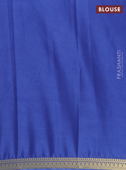 Semi mysore silk saree indigo blue with plain body and small zari woven border