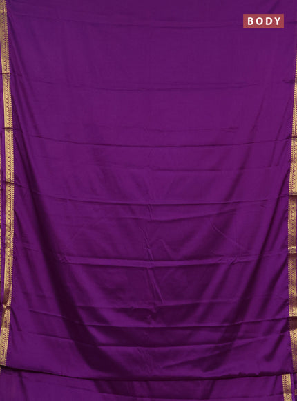 Semi mysore silk saree purple with plain body and small zari woven border