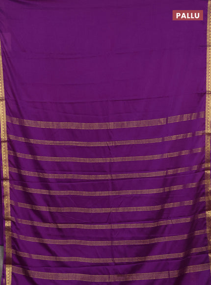 Semi mysore silk saree purple with plain body and small zari woven border