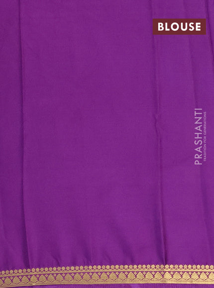 Semi mysore silk saree purple with plain body and small zari woven border