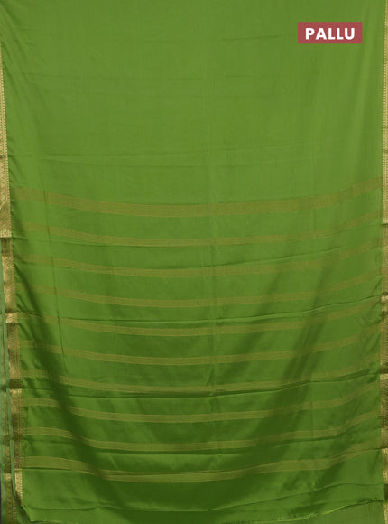Semi mysore silk saree light green with plain body and small zari woven border