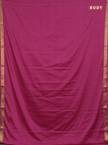Semi mysore silk saree mauve pink with plain body and small zari woven border