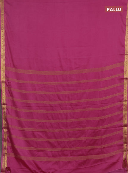 Semi mysore silk saree mauve pink with plain body and small zari woven border