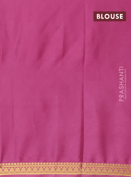 Semi mysore silk saree mauve pink with plain body and small zari woven border