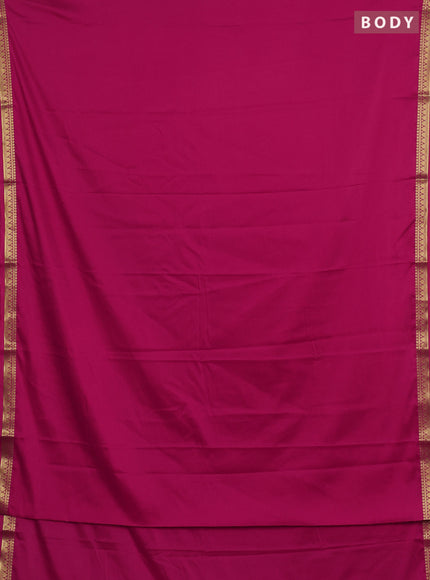 Semi mysore silk saree dark pink with plain body and small zari woven border