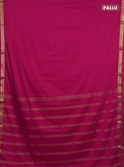 Semi mysore silk saree dark pink with plain body and small zari woven border