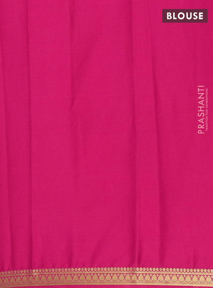 Semi mysore silk saree dark pink with plain body and small zari woven border