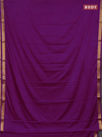 Semi mysore silk saree purple shade with plain body and small zari woven border