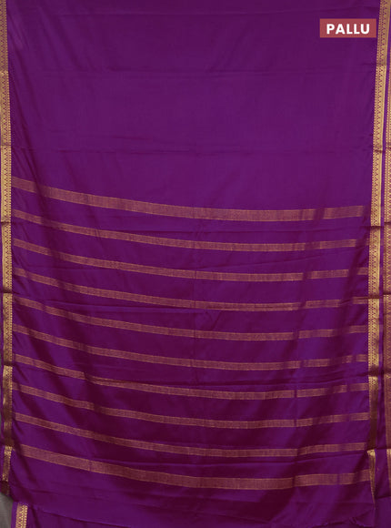 Semi mysore silk saree purple shade with plain body and small zari woven border