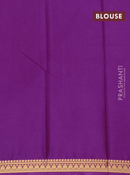 Semi mysore silk saree purple shade with plain body and small zari woven border