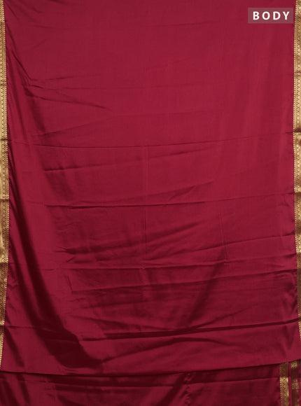 Semi mysore silk saree kumkum red with plain body and small zari woven border