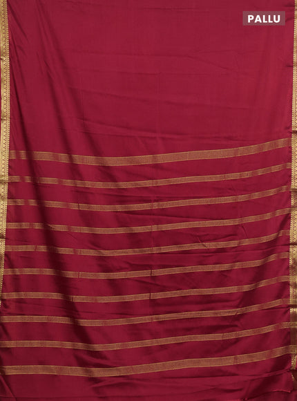 Semi mysore silk saree kumkum red with plain body and small zari woven border