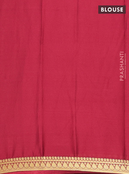 Semi mysore silk saree kumkum red with plain body and small zari woven border