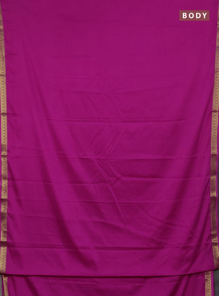 Semi mysore silk saree pink shade with plain body and small zari woven border