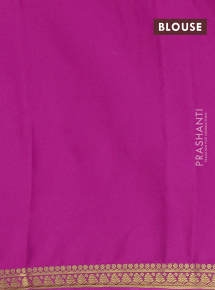 Semi mysore silk saree pink shade with plain body and small zari woven border