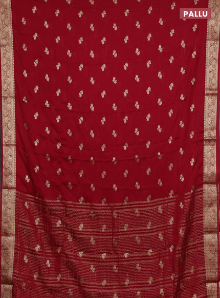 Semi mysore silk saree kumkum red with allover zari woven buttas and zari woven border