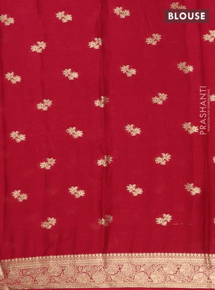 Semi mysore silk saree kumkum red with allover zari woven buttas and zari woven border