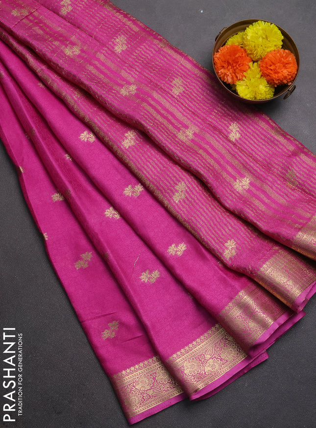 Semi mysore silk saree light pink with allover zari woven buttas and zari woven border