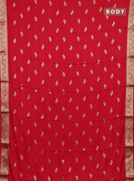 Semi mysore silk saree red with allover zari woven buttas and zari woven border