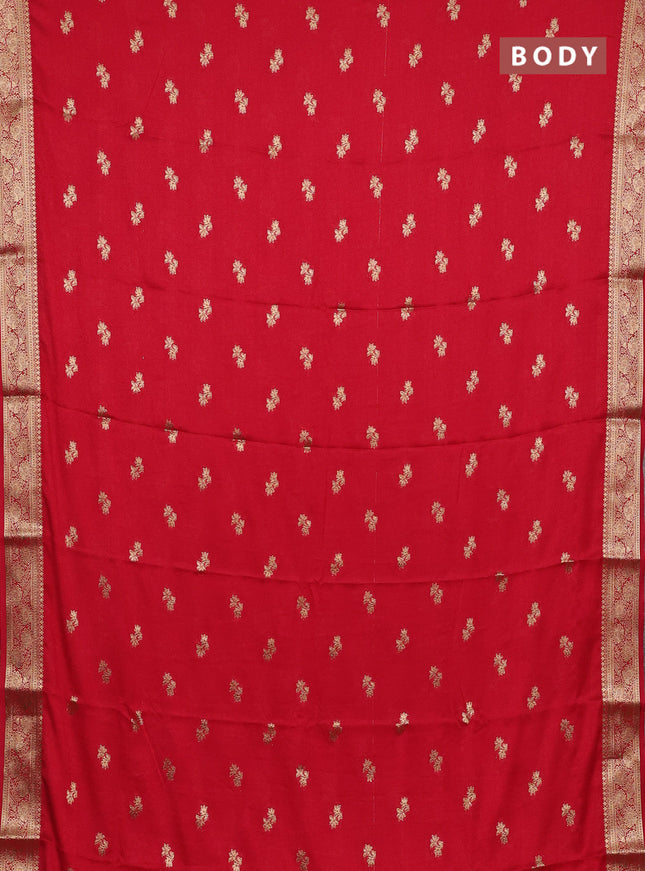 Semi mysore silk saree red with allover zari woven buttas and zari woven border