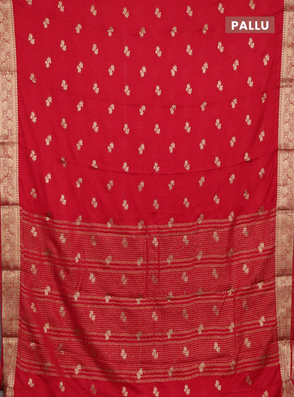 Semi mysore silk saree red with allover zari woven buttas and zari woven border