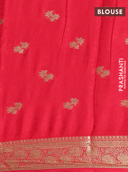Semi mysore silk saree red with allover zari woven buttas and zari woven border