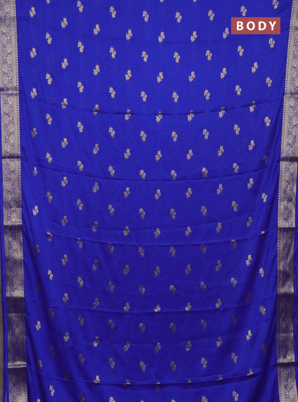 Semi mysore silk saree royal blue with allover zari woven buttas and zari woven border