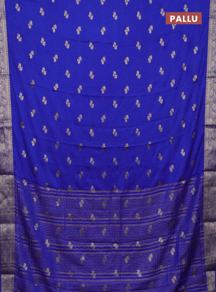 Semi mysore silk saree royal blue with allover zari woven buttas and zari woven border