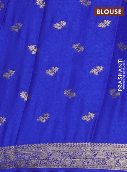Semi mysore silk saree royal blue with allover zari woven buttas and zari woven border