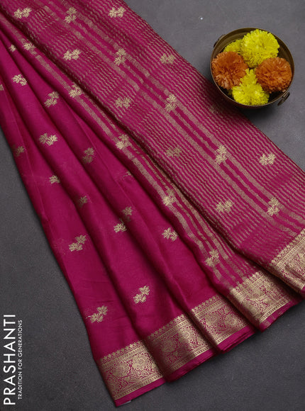 Semi mysore silk saree pink with allover zari woven buttas and zari woven border