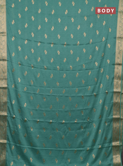 Semi mysore silk saree teal green with allover zari woven buttas and zari woven border