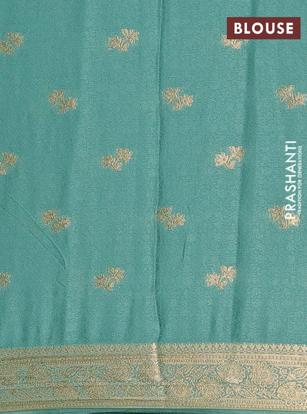 Semi mysore silk saree teal green with allover zari woven buttas and zari woven border