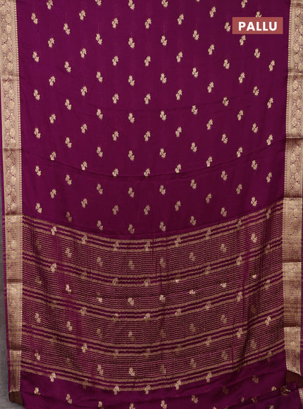 Semi mysore silk saree dark magenta pink with allover zari woven buttas and zari woven border
