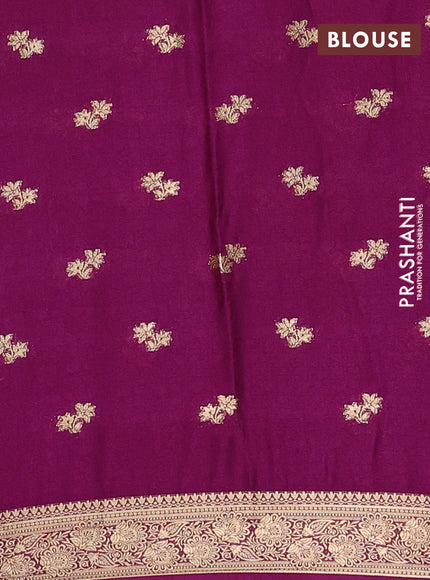 Semi mysore silk saree dark magenta pink with allover zari woven buttas and zari woven border
