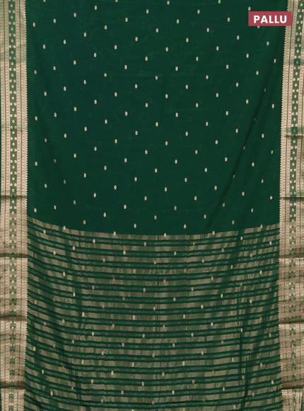 Semi mysore silk saree green with allover zari woven buttas and zari woven border