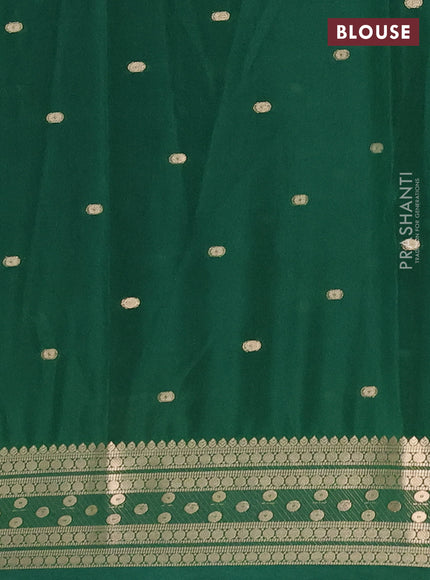 Semi mysore silk saree green with allover zari woven buttas and zari woven border