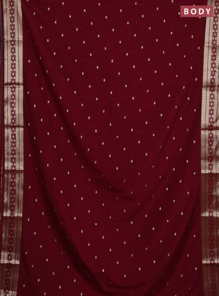 Semi mysore silk saree deep maroon with allover zari woven buttas and zari woven border