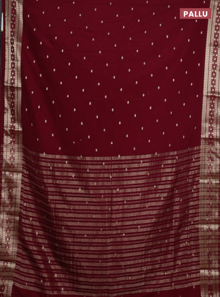 Semi mysore silk saree deep maroon with allover zari woven buttas and zari woven border