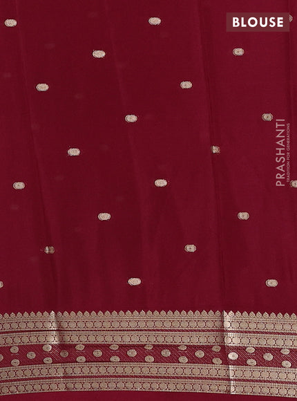 Semi mysore silk saree deep maroon with allover zari woven buttas and zari woven border