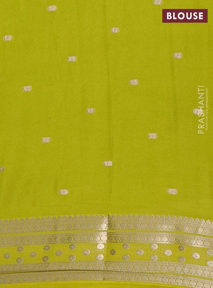 Semi mysore silk saree lime green with allover zari woven buttas and zari woven border