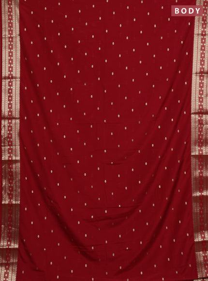Semi mysore silk saree kumkum red with allover zari woven buttas and zari woven border