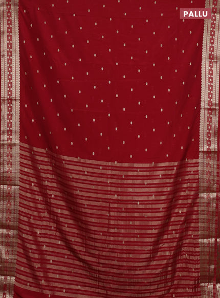 Semi mysore silk saree kumkum red with allover zari woven buttas and zari woven border