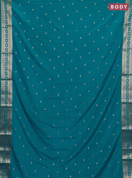 Semi mysore silk saree cs blue with allover zari woven buttas and zari woven border