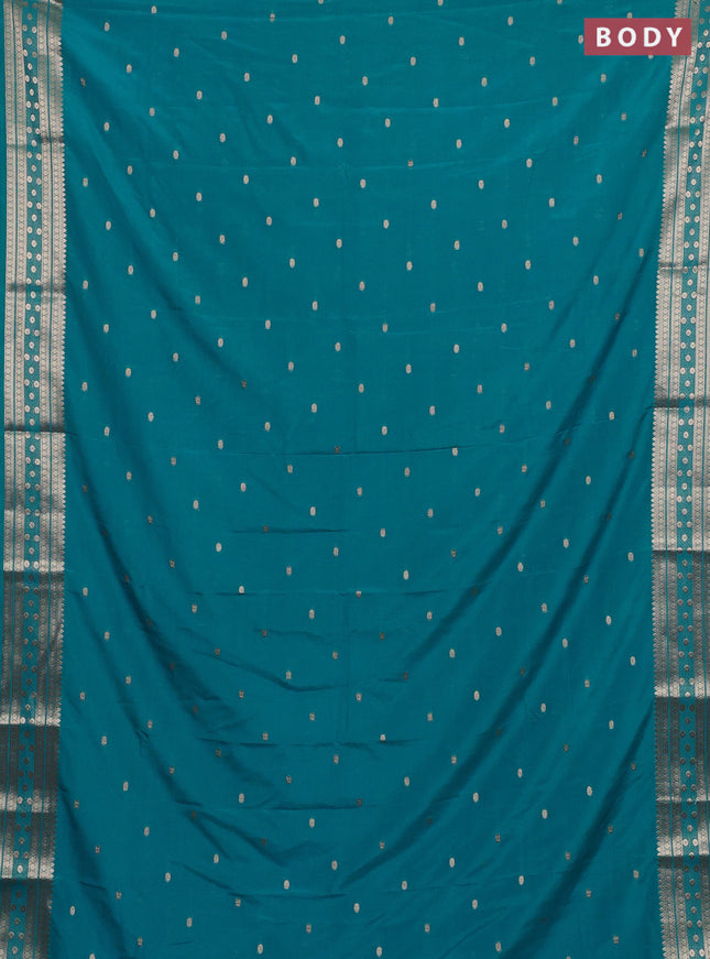 Semi mysore silk saree cs blue with allover zari woven buttas and zari woven border