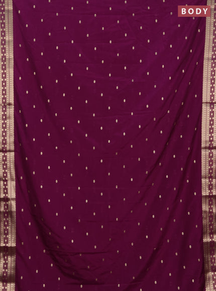 Semi mysore silk saree deep purple with allover zari woven buttas and zari woven border